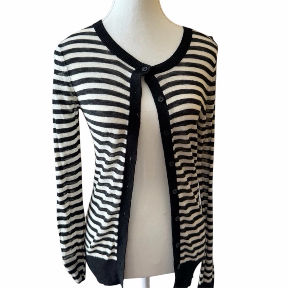 Banana Republic Black and White Striped Cardigan